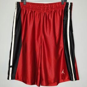 Jordan Nike Men's DAZZLE Athletic Basketball Shorts Red XL Long Shiny Jumpman